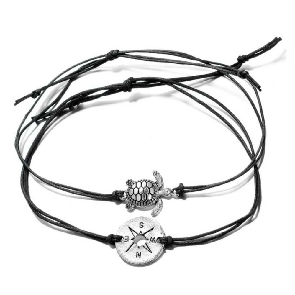 3/$30 Turtle & Compass Rose Anklet Set - Picture 2 of 6